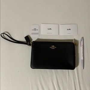 NWT Coach black small wristlet wallet bag